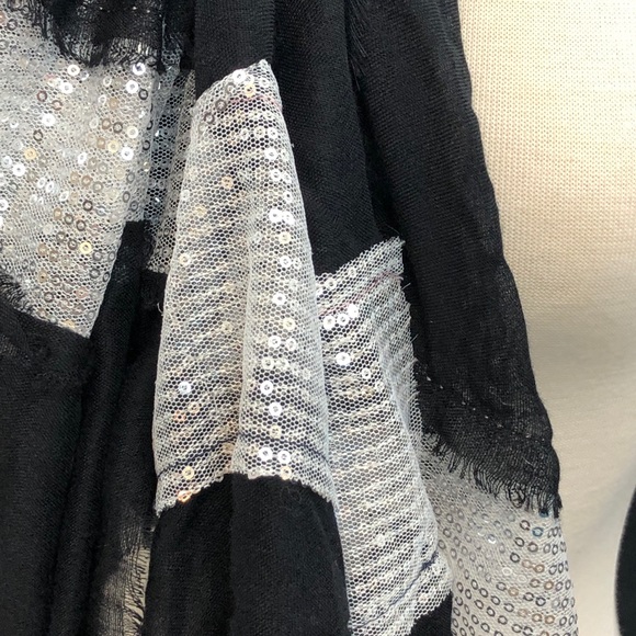 Black Lightweight Sequin Accent Glam Long Scarf - Picture 3 of 4